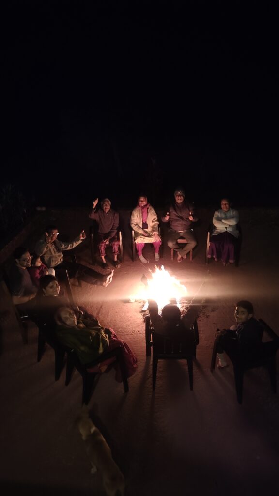 Family get together at the Campfire in Bowline Nature Stay